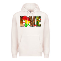 Pale Pink love melanin with african map Premium Hoodie - texasbilliewilder