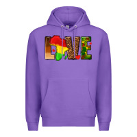Purple love melanin with african map Premium Hoodie - texasbilliewilder