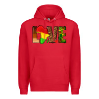 Red love melanin with african map Premium Hoodie - texasbilliewilder