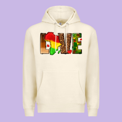 Love Melanin With African Map Premium Hoodie Designed By Texasbilliewilder