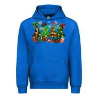Cobalt christmas trees with football Urban Hoodie - Zillion Design Studio