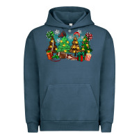 Pigment Midnight Navy christmas trees with football Urban Hoodie - Zillion Design Studio