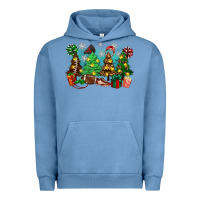 Pigment Pebble Blue christmas trees with football Urban Hoodie - Zillion Design Studio