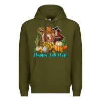 Army Green Happy Fall Y'all Longhorn Cow Premium Hoodie - RanaPortraitStore