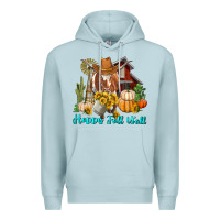 Blue Mist Happy Fall Y'all Longhorn Cow Premium Hoodie - RanaPortraitStore