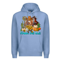 Colony Blue Happy Fall Y'all Longhorn Cow Premium Hoodie - RanaPortraitStore