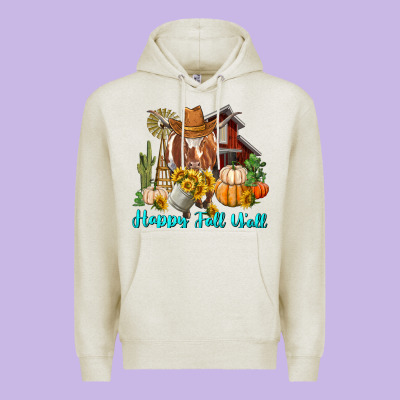 Happy Fall Y'all Longhorn Cow Premium Hoodie Designed By Ranaportraitstore