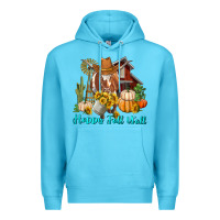 Ocean Blue Happy Fall Y'all Longhorn Cow Premium Hoodie - RanaPortraitStore