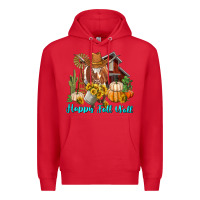 Red Happy Fall Y'all Longhorn Cow Premium Hoodie - RanaPortraitStore