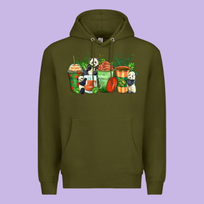 Panda Coffee Cups Premium Hoodie Designed By Zillion Design Studio