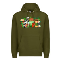 Army Green panda coffee cups Premium Hoodie - Zillion Design Studio