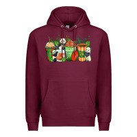 Burgundy panda coffee cups Premium Hoodie - Zillion Design Studio