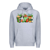 Heather Grey panda coffee cups Premium Hoodie - Zillion Design Studio