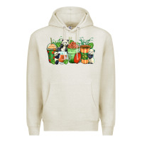 Oatmeal Heather panda coffee cups Premium Hoodie - Zillion Design Studio