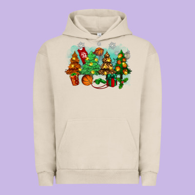 Christmas Trees With Basketball Urban Hoodie Designed By Zillion Design Studio