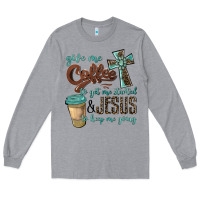 Heather Grey give me coffee to get me started & jesus to keep me going Long Sleeve Tee - BarkalooDesign