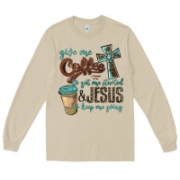 Mushroom give me coffee to get me started & jesus to keep me going Long Sleeve Tee - BarkalooDesign
