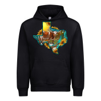 Black Western Texas Map With Longhorn Bull Urban Hoodie - RanaPortraitStore