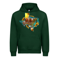 Forest Green Western Texas Map With Longhorn Bull Urban Hoodie - RanaPortraitStore