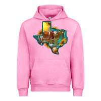 Fuchsia Pink Western Texas Map With Longhorn Bull Urban Hoodie - RanaPortraitStore