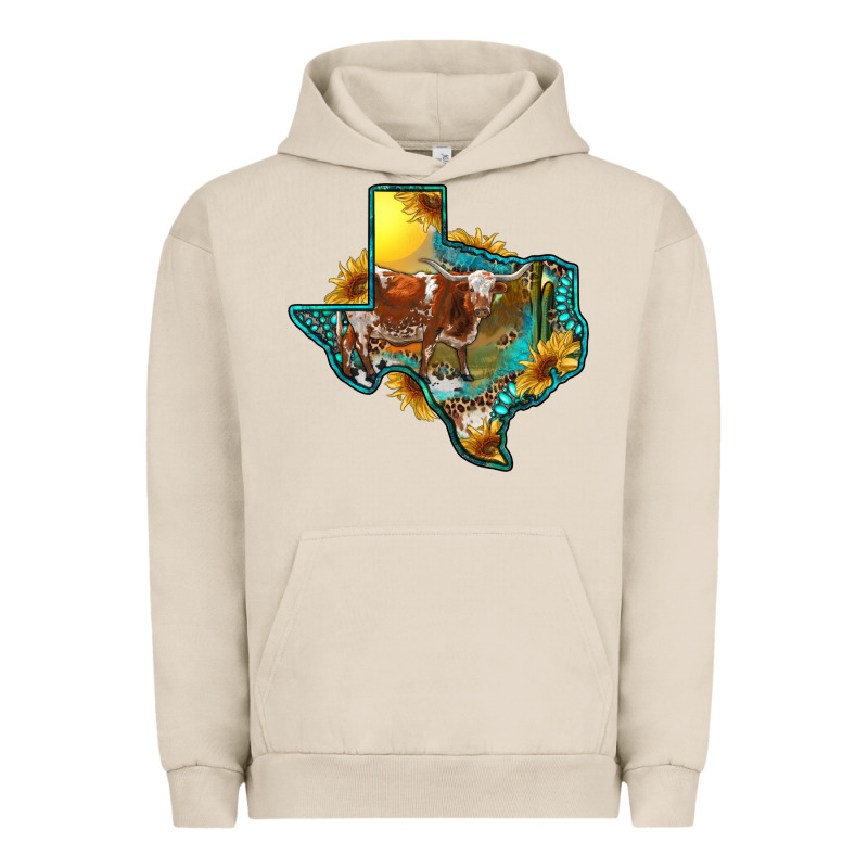 Western Texas Map With Longhorn Bull Urban Hoodie by RanaPortraitStore | Teevron