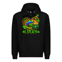 Black Happy Go Lucky Pot Of Gold And Rainbow Heart Premium Hoodie - RanaPortraitStore