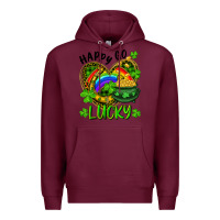 Burgundy Happy Go Lucky Pot Of Gold And Rainbow Heart Premium Hoodie - RanaPortraitStore