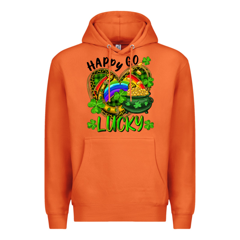 Happy Go Lucky Pot Of Gold And Rainbow Heart Premium Hoodie by RanaPortraitStore | Teevron
