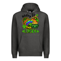 Charcoal Heather Happy Go Lucky Pot Of Gold And Rainbow Heart Premium Hoodie - RanaPortraitStore