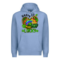 Colony Blue Happy Go Lucky Pot Of Gold And Rainbow Heart Premium Hoodie - RanaPortraitStore