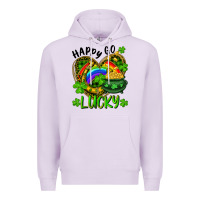 Lilac Happy Go Lucky Pot Of Gold And Rainbow Heart Premium Hoodie - RanaPortraitStore
