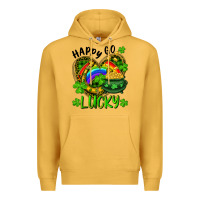 Mustard Happy Go Lucky Pot Of Gold And Rainbow Heart Premium Hoodie - RanaPortraitStore
