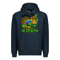 Navy Happy Go Lucky Pot Of Gold And Rainbow Heart Premium Hoodie - RanaPortraitStore