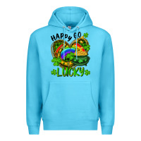 Ocean Blue Happy Go Lucky Pot Of Gold And Rainbow Heart Premium Hoodie - RanaPortraitStore