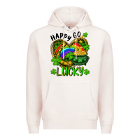 Pale Pink Happy Go Lucky Pot Of Gold And Rainbow Heart Premium Hoodie - RanaPortraitStore