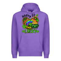 Purple Happy Go Lucky Pot Of Gold And Rainbow Heart Premium Hoodie - RanaPortraitStore