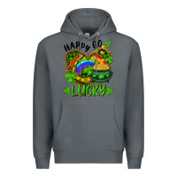 Rock Happy Go Lucky Pot Of Gold And Rainbow Heart Premium Hoodie - RanaPortraitStore