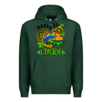 Sports Green Happy Go Lucky Pot Of Gold And Rainbow Heart Premium Hoodie - RanaPortraitStore