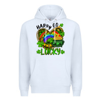 White Happy Go Lucky Pot Of Gold And Rainbow Heart Premium Hoodie - RanaPortraitStore