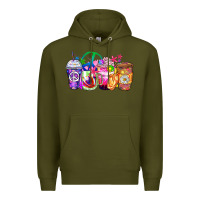 Army Green hippie coffee cups Premium Hoodie - Zillion Design Studio