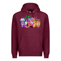 Burgundy hippie coffee cups Premium Hoodie - Zillion Design Studio