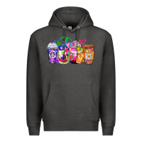 Charcoal Heather hippie coffee cups Premium Hoodie - Zillion Design Studio