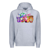 Heather Grey hippie coffee cups Premium Hoodie - Zillion Design Studio