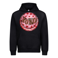Black Western valentine's day xoxo round earrings Urban Hoodie - RanaPortraitStore