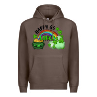 Coffee Happy Go Lucky Rainbow Shamrocks And Pot Of Gold Premium Hoodie - RanaPortraitStore