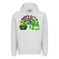 Dove Grey Happy Go Lucky Rainbow Shamrocks And Pot Of Gold Premium Hoodie - RanaPortraitStore