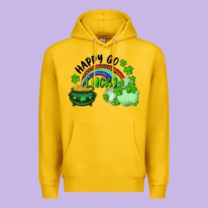 Happy Go Lucky Rainbow Shamrocks And Pot Of Gold Premium Hoodie Designed By Ranaportraitstore