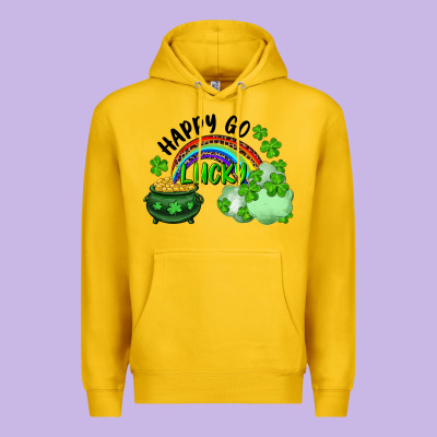 Happy Go Lucky Rainbow Shamrocks And Pot Of Gold Premium Hoodie Designed By Ranaportraitstore