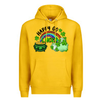 Lemon Happy Go Lucky Rainbow Shamrocks And Pot Of Gold Premium Hoodie - RanaPortraitStore