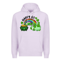 Lilac Happy Go Lucky Rainbow Shamrocks And Pot Of Gold Premium Hoodie - RanaPortraitStore